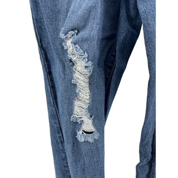 Sofia Vergara Medium Wash Distressed Blue Denim Flare Jeans Women's Size 10 - Picture 4 of 9